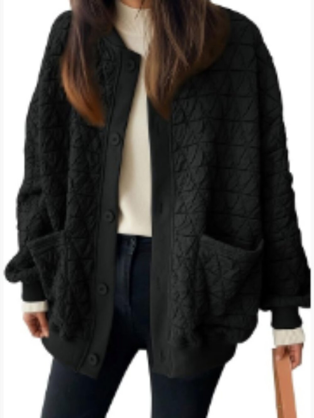 Oversized Casual Jacket, Lightweight Wrinkle-Textured, 95% Polyester 5% Spandex